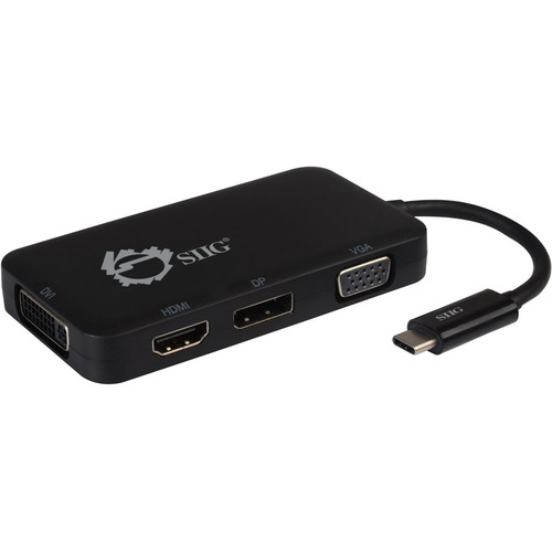 SIIG USB-C Multiport Video Adapter With DVI VGA DisplayPort And HDMI For Notebooks Desktops DVI/VGA/DP/HDMI Notebook Desktop Black CB-TC0611-S1