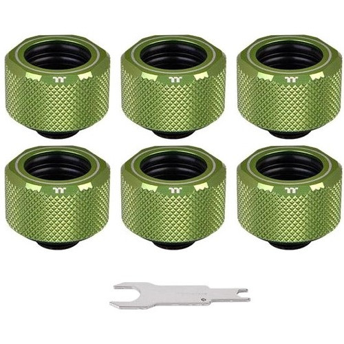 Thermaltake Pacific C-PRO G1/4 PETG Tube 16mm OD Compression - Green (6-Pack Fittings) - 0.63" - Green - Copper, Aluminum - 6 (Fleet Network)