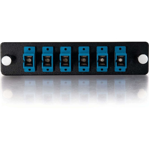 C2G Quiktron Q-Series 6-Strand, SC, Zirconia Insert, SM, Blue SC Adapter Panel - 6 Port(s) - 6 x Simplex - Blue, Black - Wall (31112)