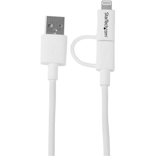 StarTechcom_1m_3ft_Apple_Lightning_or_Micro_USB_to_USB_Cable_for_iPhone__iPod__iPad_-_White_-_33_ft_LightningUSB_Data_Transfer_LTUB1MWH