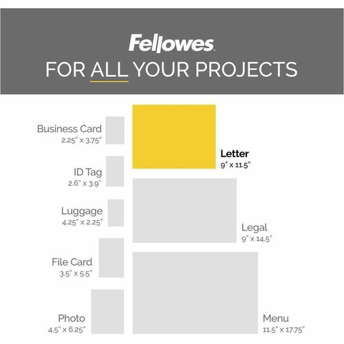 Fellowes Letter-Size Thermal Laminating Pouches - Sheet Size Supported: Letter 8.50" (215.90 mm) Width x 11" (279.40 mm) Length - 9" x (5744301)