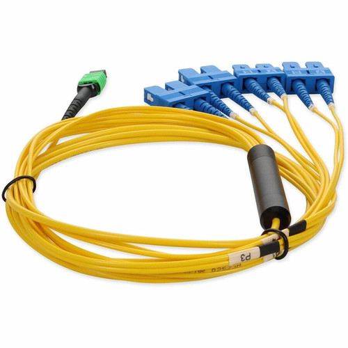AddOn 10m MPO/APC to 4xSC Duplex (8xSC)/UPC Yellow OS2 OFNR (Riser-Rated) 8-Strand SMF Fiber Fanout Cable - 32.8 ft (10 m) Fiber Optic (ADD-MPO-4SC10M9SMF)