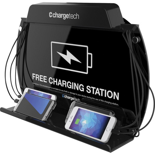 ChargeTech Wall-Mount/Tabletop Charging Station - Wired - Tablet, Mobile Phone - Charging Capability - 5 x USB - Black (Fleet Network)
