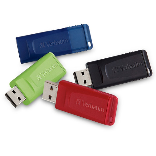 Verbatim 16GB Store 'n' Go USB Flash Drive - 4pk - Red, Green, Blue, Black - 16 GB - USB 2.0 - Lifetime Warranty - TAA Compliant (Fleet Network)