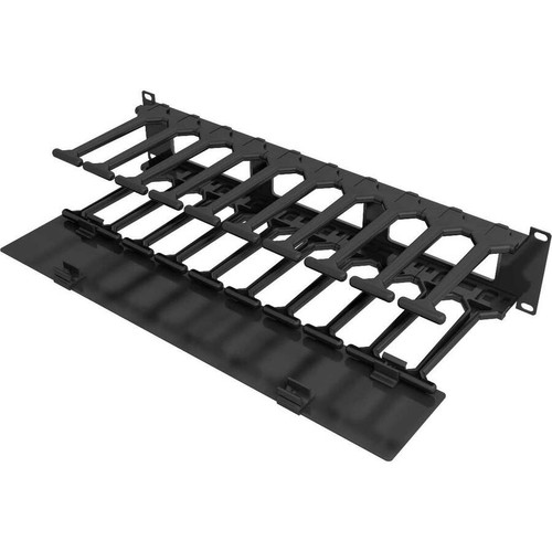 Vertiv&trade; Horizontal Cable Manager, Single-Sided with Cover (Qty 1) - Cable Management Panel - Black - 2U Rack Height x 19" Panel (Fleet Network)