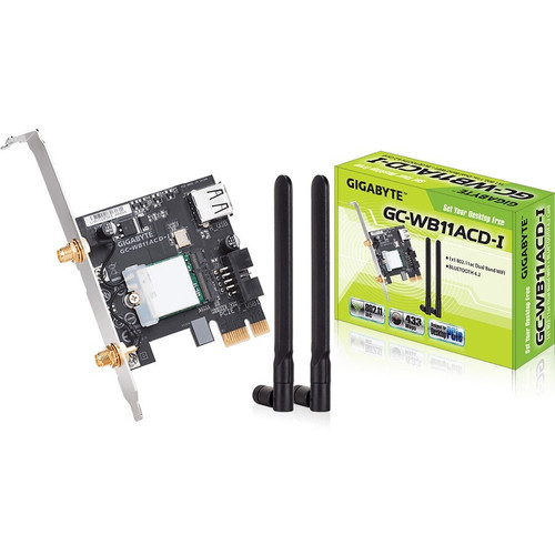 Gigabyte IEEE 802.11ac Bluetooth 4.2 Wi-Fi/Bluetooth Combo Adapter for Desktop Computer - PCI Express - 433 Mbit/s - Plug-in Card (Fleet Network)