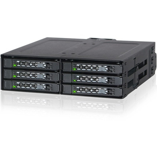 Icy Dock ToughArmor MB608SP-B Drive Enclosure for 5.25" - Serial ATA/600 Host Interface Internal - Black - 6 x HDD Supported - 6 x SSD (Fleet Network)