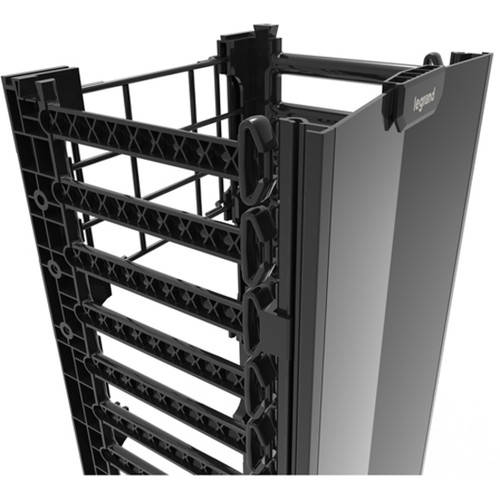 Legrand Q-Series Vertical Manager, 7' H x 12" Wide, Double Sided - Cable Manager - Black - 45U Rack Height x 84" Length - ABS Plastic (QVMD712)