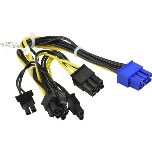 Supermicro CBL-PWEX-1017 Standard Power Cord - EPS12V to Dual 6+2pin PCI-E - 7. 9" - 200 mm Black/Blue/Yellow