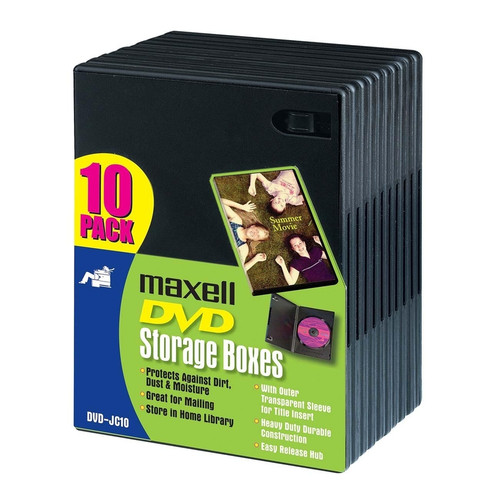 Maxell DVD-JC10 DVD Storage Boxes - Jewel Case - Book Fold - Black (Fleet Network)