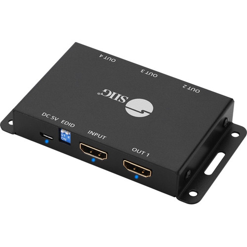 SIIG 4 Port HDMI 2.0 HDR Mini Splitter Amplifier With EDID Management MHzMaximum Bandwidth Video Ft CE-H23L11-S1
