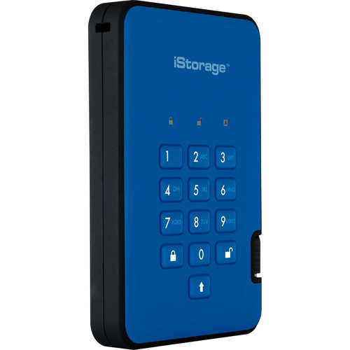iStorage diskAshur2 500 GB Portable Hard Drive - 2.5" External - Ocean Blue  - USB 3.1 - 5400rpm - 148 MB/s Maximum Read Transfer Rate (IS-DA2-256-500-BE)