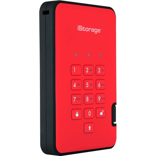 iStorage diskAshur2 1 TB Portable Rugged Solid State Drive - 2.5" External - Fiery Red  - Thin Client Device Supported - USB 3.2 (Gen (IS-DA2-256-SSD-1000-R)