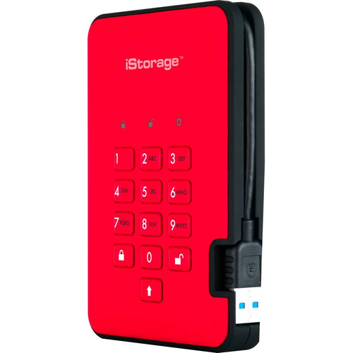iStorage diskAshur2 1 TB Portable Rugged Solid State Drive - 2.5" External - Fiery Red  - Thin Client Device Supported - USB 3.2 (Gen (IS-DA2-256-SSD-1000-R)