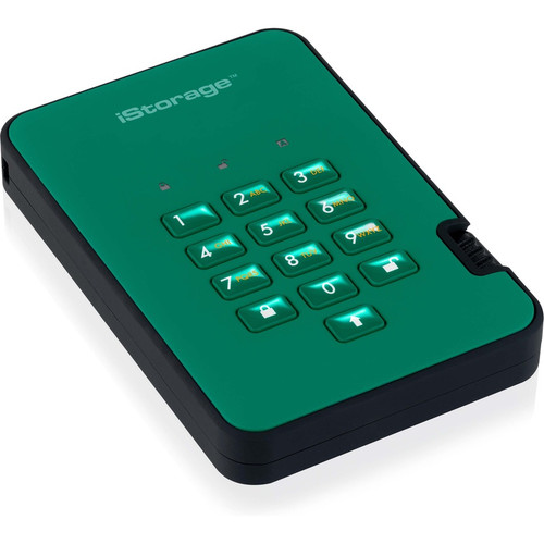 iStorage diskAshur2 500 GB Portable Hard Drive - 2.5" External - Racing Green  - USB 3.1 - 5400rpm - 256-bit AES Encryption Standard - (IS-DA2-256-500-GN)