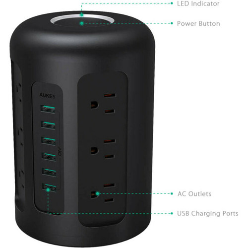 AUKEY PowerHub XL - 12 x AC Power, 6 x USB - 120 V AC, 230 V AC Voltage - 1.88 kW (PA-S14)