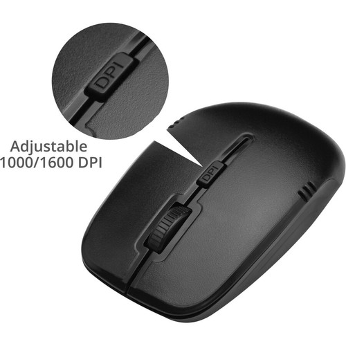 SIIG Wireless Extra-Duo Keyboard And Optical Mouse 102 Key Black Scroll Dpi USB RF JK-WR0T12-S1