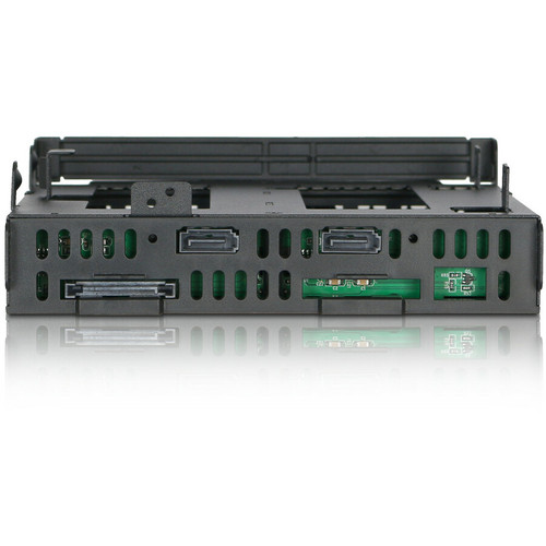 Icy Dock ExpressCage Internal 5.25 Inch Drive Enclosure In Black Supporting Two 2.5 SSD Or HDD Drives Serial ATA 600 MB732SPO-B