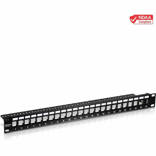 TRENDnet 24-Port Blank Keystone Shielded 1U Patch Panel, 1U 19" Rackmount Housing, Protects Against EMI/RFI Noise, Recommended With - (Fleet Network)