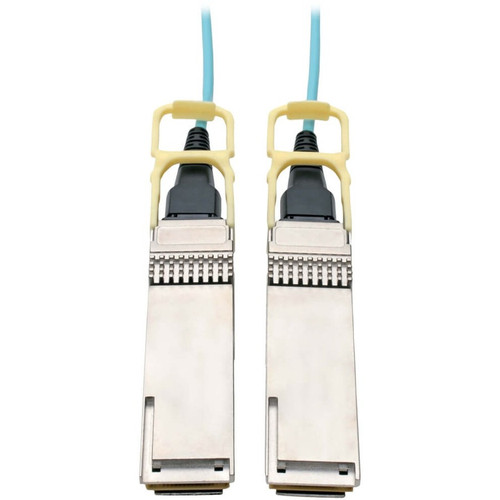 Tripp Lite series QSFP28 to QSFP28 Active Optical Cable - 100GbE, AOC, M/M, Aqua, 15 m (49.2 ft.) - 49 ft (14.94 m) Fiber Optic Cable (Fleet Network)