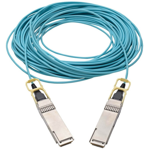 Tripp Lite series QSFP28 to QSFP28 Active Optical Cable - 100GbE, AOC, M/M, Aqua, 20 m (65.6 ft.) - 66 ft (20.12 m) Fiber Optic Cable (N28H-20M-AQ)