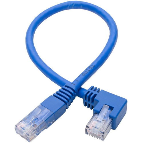 Tripp Lite series Left-Angle Cat6 UTP Patch Cable (RJ45) - 1 ft., M/M, Gigabit, Molded, Blue - 1 ft (0.30 m) Category 6 Network Cable (N204-001-BL-LA)