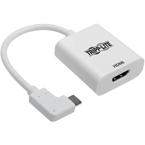 Tripp Lite series U444-06N-HD4KRA Right-Angle USB-C to HDMI Adapter, M/F, White - 6" (152.40 mm) HDMI/Thunderbolt 3 A/V Cable for - 1 (Fleet Network)