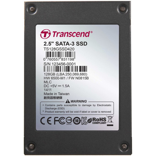 Transcend 128 GB 2.5" Internal Solid State Drive - SATA - 560 MB/s Maximum Read Transfer Rate - 460 MB/s Maximum Write Transfer Rate (Fleet Network)