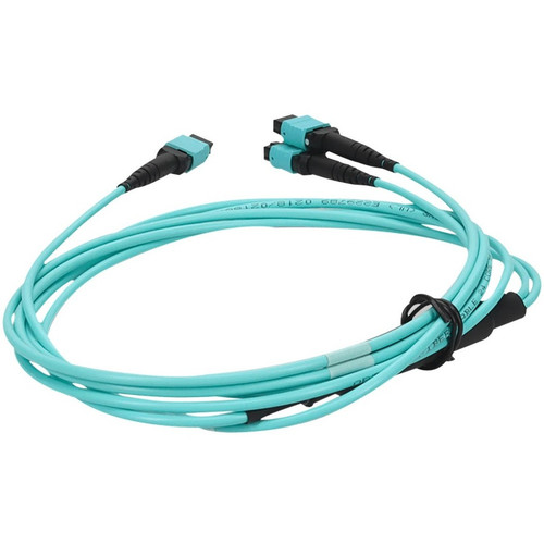 AddOn 2m MPO-16/UPC to 4xMPO/UPC Aqua OM4 LSZH 16-Strand Fiber Fanout Cable - 6.6 ft (2 m) Fiber Optic Network Cable for Network - 1 x (ADD-16FMPO-4MPO2M5OM4LZ)
