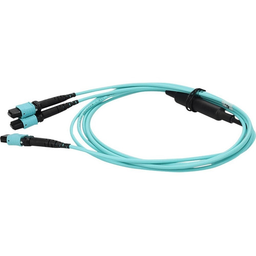 AddOn 9m MPO-16/UPC to 4xMPO/UPC Aqua OM4 LSZH 16-Strand Fiber Fanout Cable - 29.5 ft (9 m) Fiber Optic Network Cable for Network - 1 (Fleet Network)