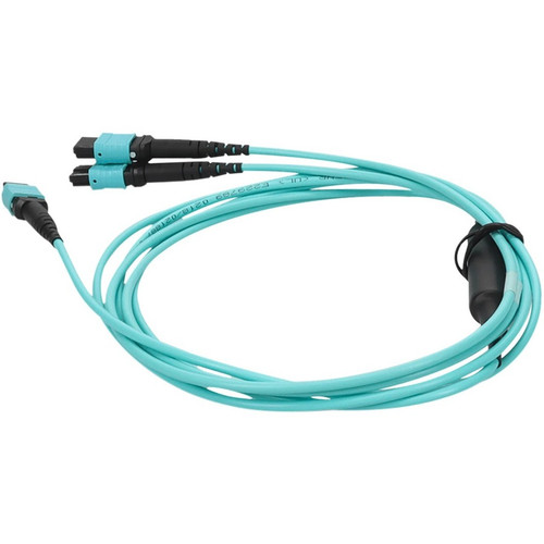 AddOn 9m MPO-16/UPC to 4xMPO/UPC Aqua OM4 LSZH 16-Strand Fiber Fanout Cable - 29.5 ft (9 m) Fiber Optic Network Cable for Network - 1 (ADD-16FMPO-4MPO9M5OM4LZ)