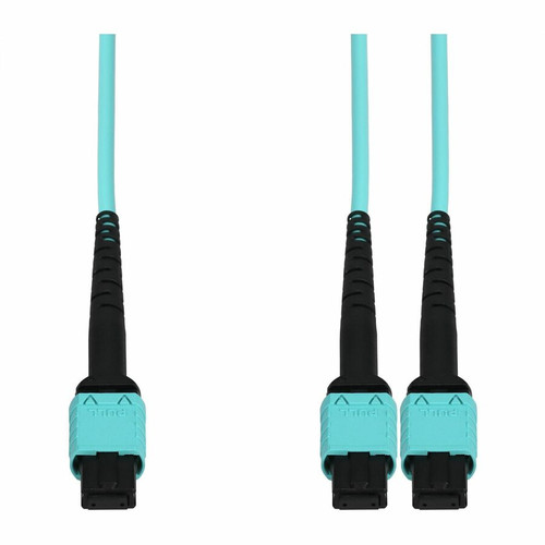 AddOn 5m MPO/UPC to 2xMPO/UPC Aqua OM4 LSZH 16-Strand Fiber Fanout Cable - 16.4 ft (5 m) Fiber Optic Network Cable for Network Device (Fleet Network)