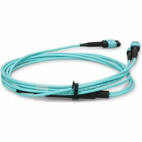 AddOn 10m MPO/UPC to 2xMPO/UPC Aqua OM4 OFNR (Riser-Rated) 16-Strand Fiber Fanout Cable - 32.8 ft (10 m) Fiber Optic Network Cable for (ADD-16FMPO-2M10M5OM4)
