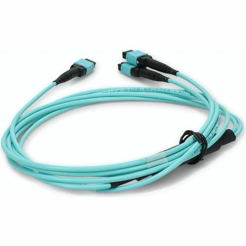 AddOn 4m MPO/UPC to 2xMPO/UPC Aqua OM4 OFNR (Riser-Rated) 16-Strand Fiber Fanout Cable - 13.1 ft (4 m) Fiber Optic Network Cable for - (ADD-16FMPO-2PO4M5OM4)