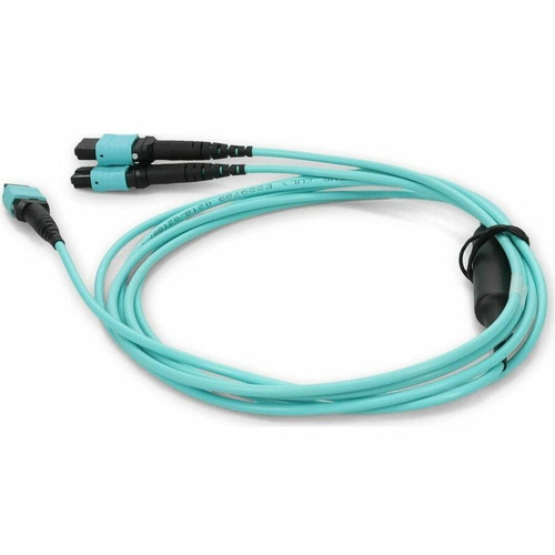 AddOn 8m MPO/UPC to 2xMPO/UPC Aqua OM4 OFNR (Riser-Rated) 16-Strand Fiber Fanout Cable - 26.2 ft (8 m) Fiber Optic Network Cable for - (ADD-16FMPO-2PO8M5OM4)