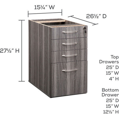 Safco Aberdeen Series Desk Pedestal, Pencil/Box/Box/File - x 1" (25.40 mm) Thickness Surface, 4.1" (104.90 mm) Height x 15.1" (383.01 (APBBF26LGS)