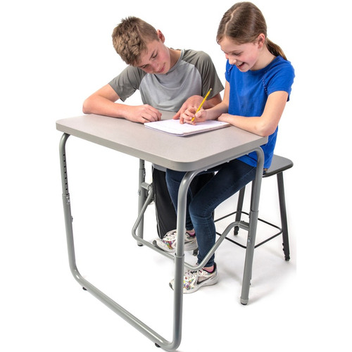 Safco AlphaBetter 2.0 Height - Adjustable Student Desk with Pendulum Bar 22"-30" - Gray Nebula Rectangle Top - 200 lb (90.72 kg) - - - (1221GR)