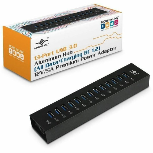 Vantec UGT-AH131U3-BK USB Hub - USB 3.0 Type A - Wall/Desktop/DIN Rail Mountable - 14 USB Port(s) - 14 USB 3.0 Port(s) - UASP Support (Fleet Network)
