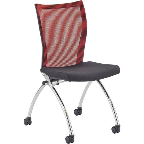 Safco TSH2BR Valore High Back Training Chair - Black Foam Seat - Red Mesh Back - Steel/Chrome Frame - 250 lb Capacity
