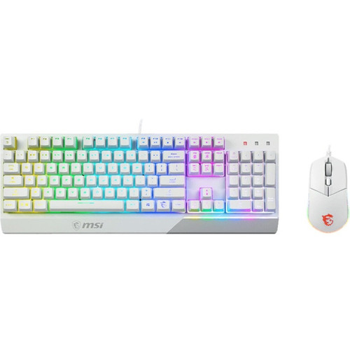 MSI Vigor White Gaming Keyboard With Plunger Switches And Scroll Wheel Optical Cable Mouse Dpi USB VIGORGK30CW