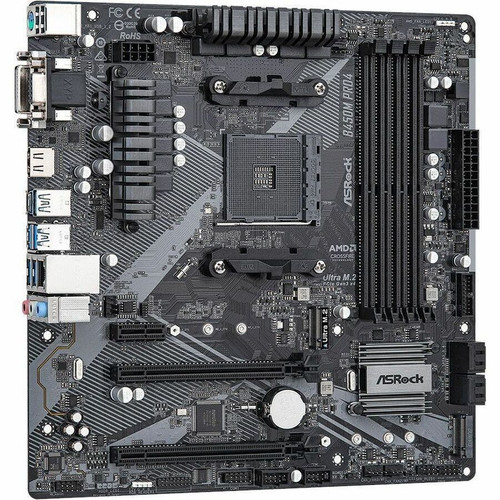 ASRock B450M Pro4 R2.0 Desktop Motherboard - AMD B450 Chipset - Socket AM4 - Micro ATX - Ryzen 3, Ryzen 5 Processor Supported - 128 GB (Fleet Network)
