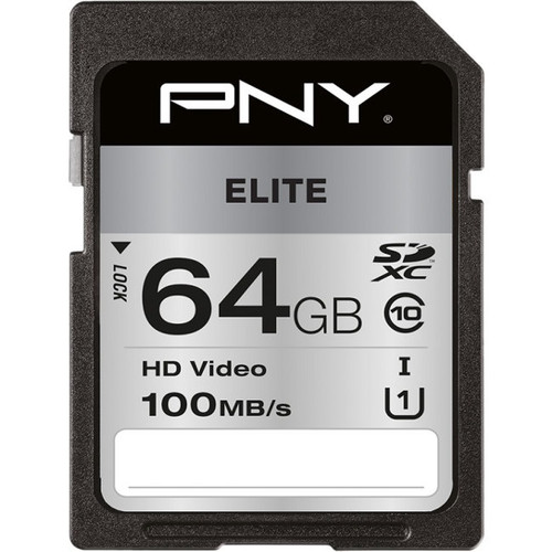 PNY Elite 64 GB Class 10/UHS-I (U1) SDXC - 100 MB/s Read (Fleet Network)