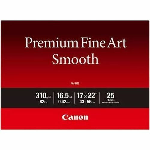 Canon Photo Paper Premium Fine Art Smooth 17x22 (25 Sheets) - 85 Brightness - 22" (558.80 mm) x 17" (431.80 mm) - 82 lb (37194.57 g) - (Fleet Network)