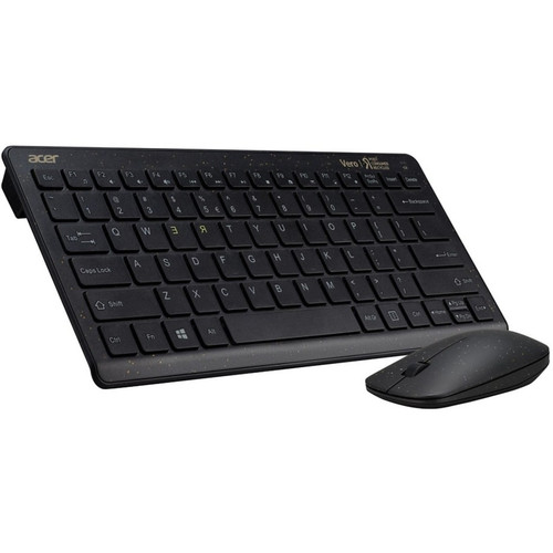 Acer Vero ECO Wireless Compact Antimicrobial Keyboard & Mouse Set - USB Wireless RF 5.2 2.40 GHz Keyboard - English (US) - Black - USB (Fleet Network)