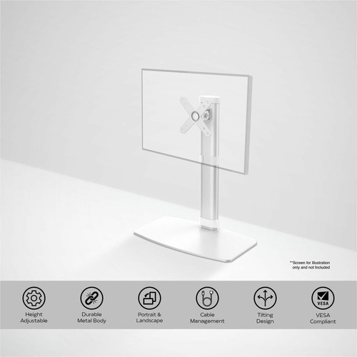 CTA Digital VESA Compatible Desk Stand w/ Height Adjustable Pole (White) - Height Adjustable - 13.2" to 27" Screen Support - 75 x 75, (ADD-VADMW)