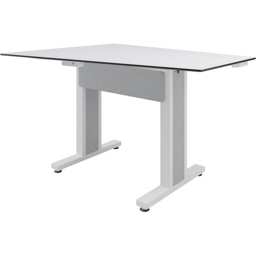 Middle Atlantic Forum Table Desk - Designer White Rectangle Top - Powder Coated, White Base - 59" (1498.60 mm) Table Top Length x mm) (Fleet Network)