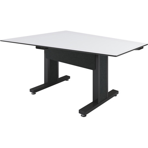 Middle Atlantic Forum Table Desk - Designer White Rectangle Top - Powder Coated, Black Base - 59" (1498.60 mm) Table Top Length x mm) (Fleet Network)