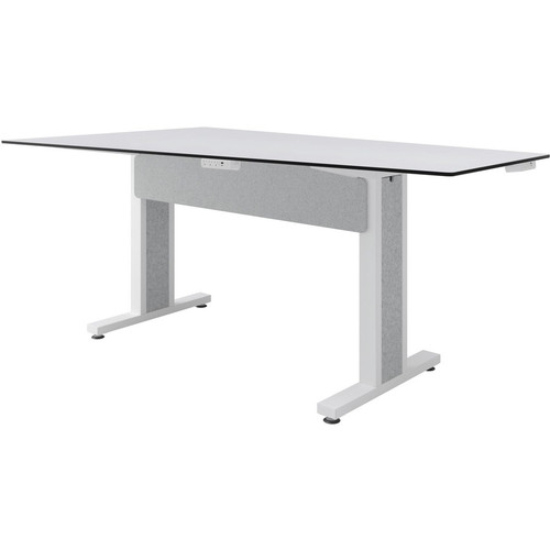 Middle Atlantic Forum Table Desk - Designer White Rectangle Top - Powder Coated, White Base - 90" (2286 mm) Table Top Length x 53.8" - (Fleet Network)