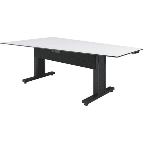 Middle Atlantic Forum Table Desk - Designer White Rectangle Top - Powder Coated, Black Base - 90" (2286 mm) Table Top Length x 53.8" - (Fleet Network)