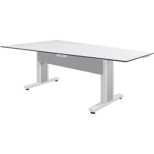 Middle Atlantic Forum Table Desk - Designer White Rectangle Top - Powder Coated, White Base - 90" (2286 mm) Table Top Length x 53.8" - (Fleet Network)